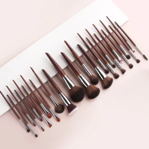 24 makeup brushes with wooden handles