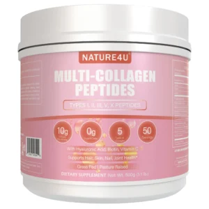 Nature4U Multi Collagen Peptides Powder with Biotin, Hyaluronic Acid, , Vitamin C for Healthy Hair, Skin, Nails, Joint,